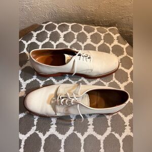 Walk-Over Men's Cream Ivory Buk Suede Leather Oxfords Saddle Shoes 10.5M preppy